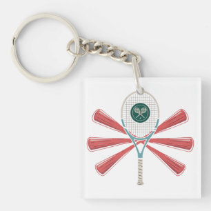 Tennis and Baseball Fusion Logo Key Ring