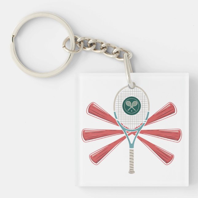 Tennis and Baseball Fusion Logo Key Ring (Front)