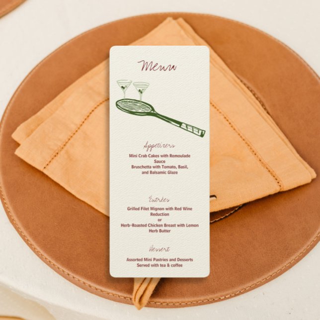 Tennis and Martini Party Menu  (Creator Uploaded)