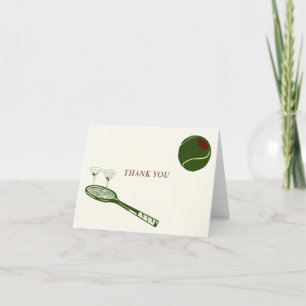 tennis and martinis thank you card 