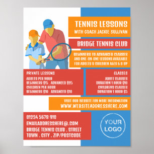Tennis Art Design, Tennis Lessons/Classes Advert Poster