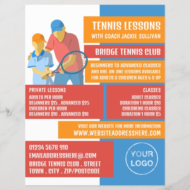 Tennis Art Design, Tennis Lessons/Classes Flyer (Front)