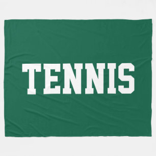 TENNIS Athletic Sporty White Text On Bold Green Fleece Blanket