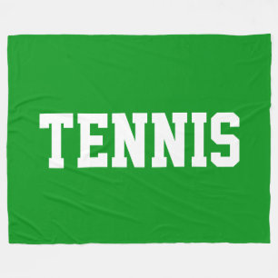 TENNIS Athletic Sporty White Text On Bright Green Fleece Blanket