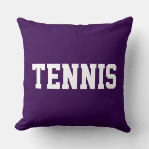 TENNIS Athletic White Text On Colorful Deep Purple Cushion