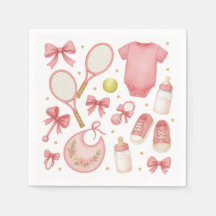 Tennis Baby Girl in Pink theme with racket 