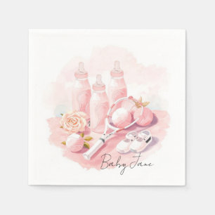 Tennis Baby Girl in Pink theme with racket  Napkin