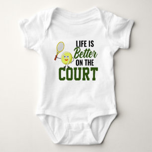 Tennis Baby Life is better on the court funny Baby Bodysuit