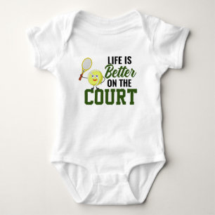 Tennis Baby Life is better on the court funny Bodysuit