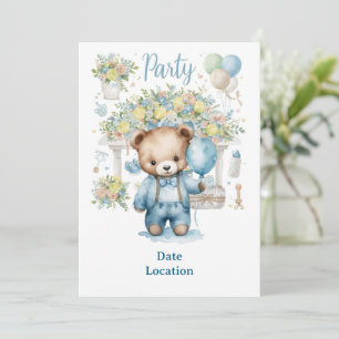 Tennis Baby Shower for Baby Boy Blue themed Invitation