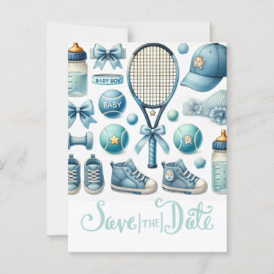 Tennis Baby Shower for Baby Boy Blue themed Postcard
