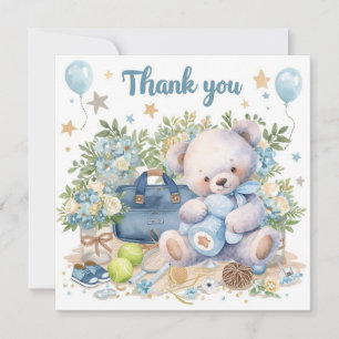 Tennis Baby Shower for Baby Boy Blue themed  Thank You Card