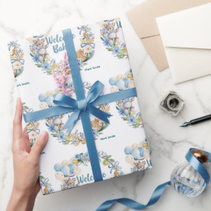 Tennis Baby Shower for Baby Boy Blue themed Wrapping Paper