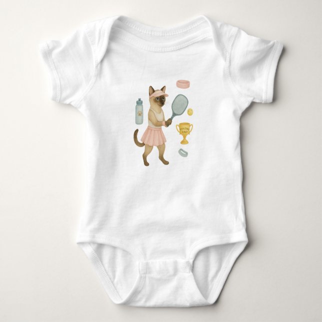Tennis Baby Shower themed for cat lovers Baby Bodysuit (Front)