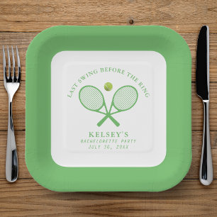 Tennis Bachelorette Last Swing Before the Ring Paper Plate