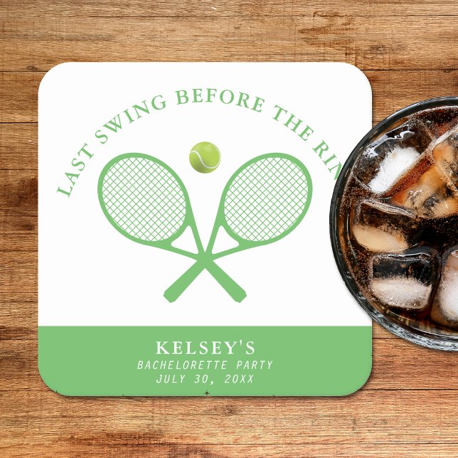 Tennis Bachelorette Last Swing Before the Ring Square Paper Coaster (Tennis Bachelorette Last Swing Before the Ring Square Paper Coaster
)