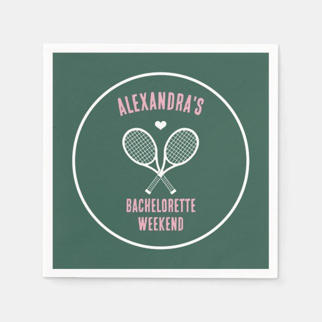 Tennis Bachelorette party preppy green Napkin (Front)
