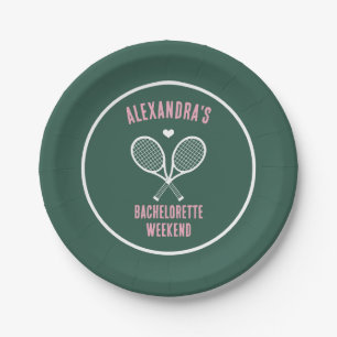 Tennis Bachelorette party preppy green Paper Plate