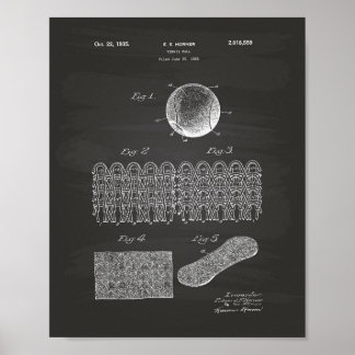 Tennis Ball 1935 Patent Art Chalkboard Poster