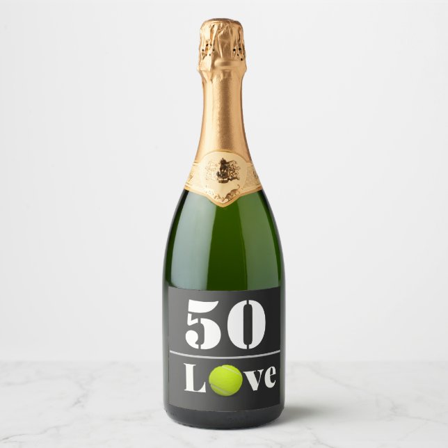 Tennis Ball 50th Birthday with love   Sparkling Wine Label (Front)