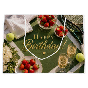 Tennis ball and champagne for Birthday Large Gift Bag