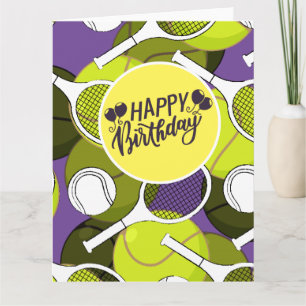 Tennis ball and racket black & white Birthday    Card