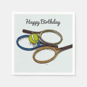 Tennis ball and racket Happy Birthday  Napkin