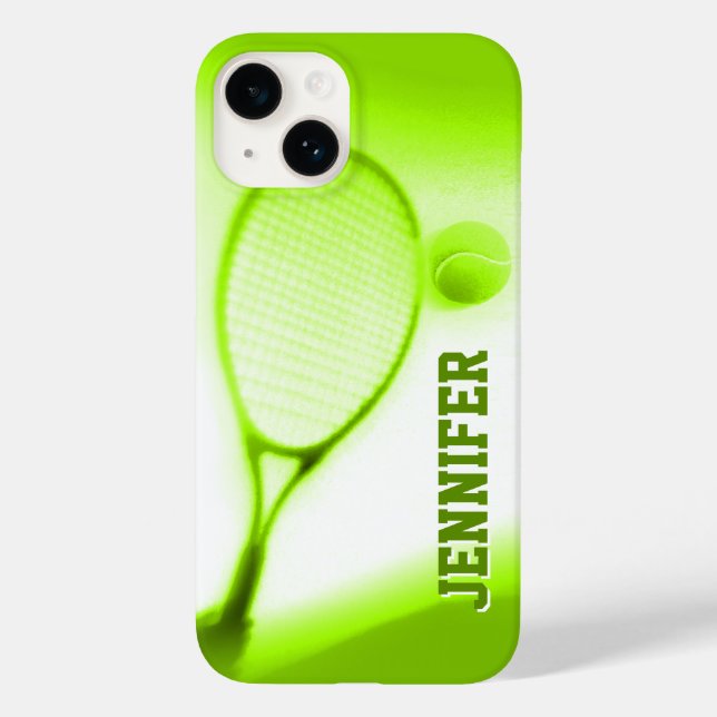 Tennis ball and racket sports green iphone case (Back)