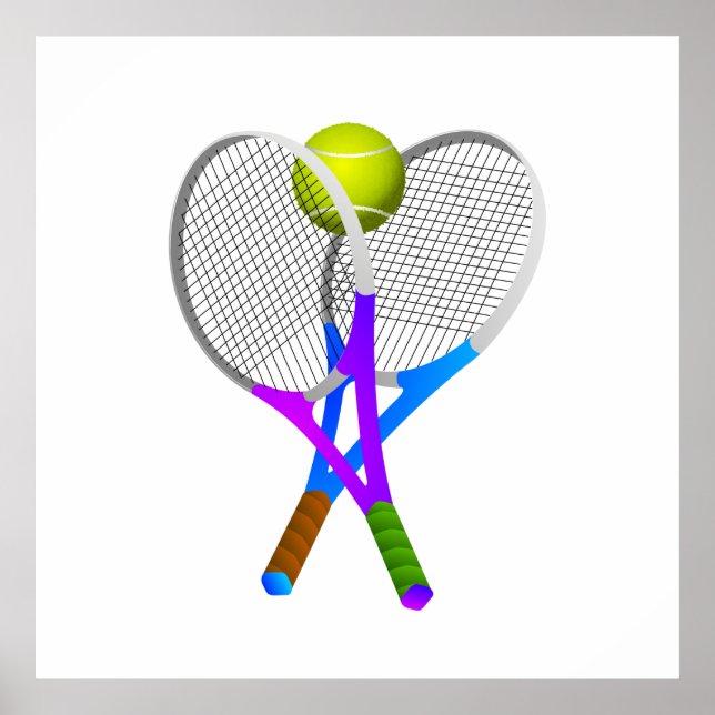 Tennis Ball and Rackets Poster (Front)