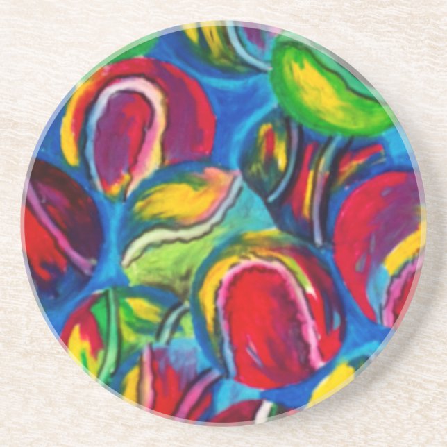 Tennis ball artwork coaster (Front)