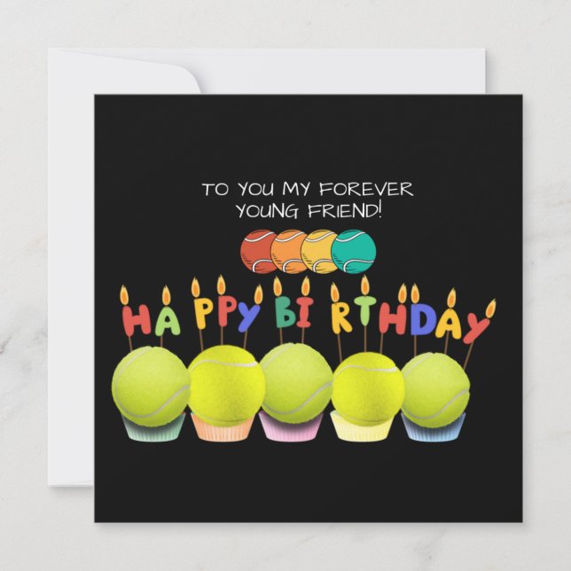 Tennis ball  balloon with happy birthday   card (Front)
