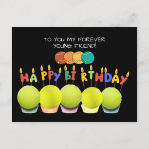 Tennis ball balloon with happy birthday postcard