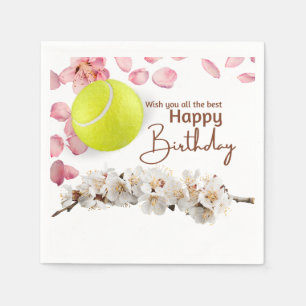 Tennis ball birthday with flowers for Player  Napkin