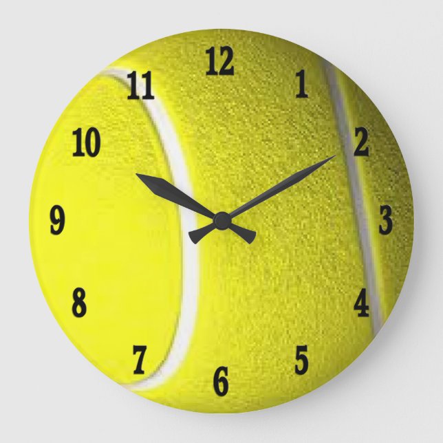 Tennis Ball Black Numbers Sport Wall Clock (Front)