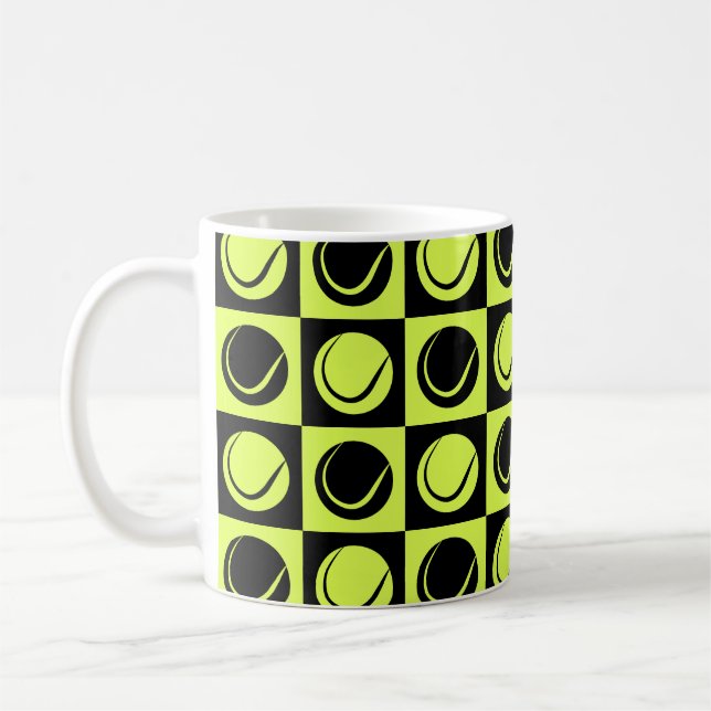 Tennis Ball Chequered Seamless Pattern Coffee Mug (Left)