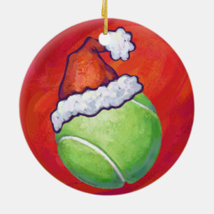 Tennis Ball Christmas Ceramic Tree Decoration