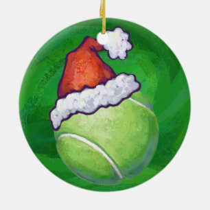 Tennis Ball Christmas Green Ceramic Tree Decoration