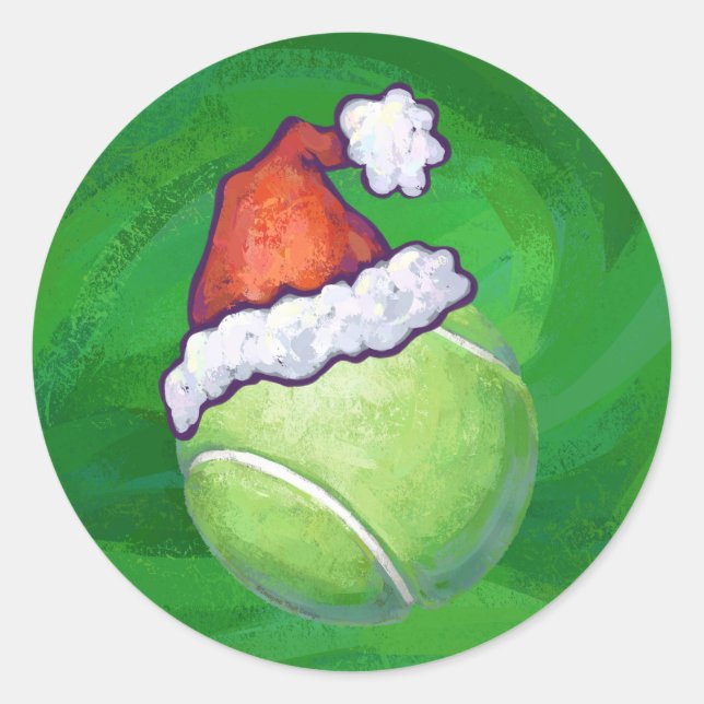 Tennis Ball Christmas Green Classic Round Sticker (Front)