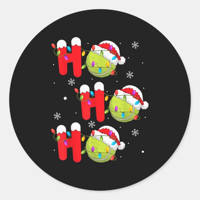 Tennis Ball Christmas Ho Ho Ho Santa Srts Player X Classic Round Sticker (Front)