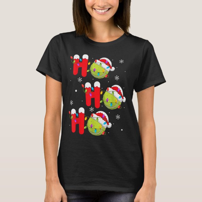 Tennis Ball Christmas Ho Ho Ho Santa Srts Player X T-Shirt (Front)