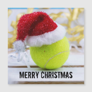 Tennis ball Christmas Holiday with Santa Hat