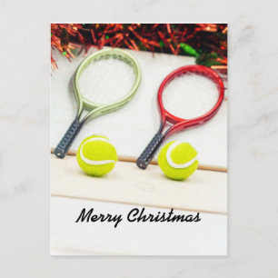 Tennis ball Christmas ornament with racket Postcard