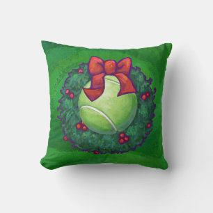 Tennis Ball Christmas Wreath on Green Cushion