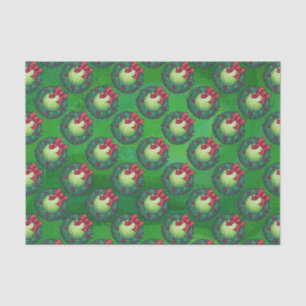 Tennis Ball Christmas Wreath Pattern on Green Tissue Paper