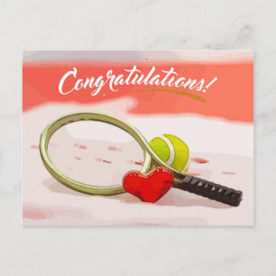 Tennis  ball  congratulations  on red with love postcard