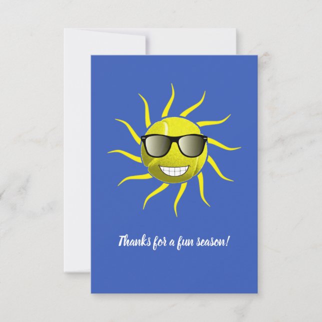 Tennis Ball Cool Sun Face T-Shirt Thank You Card (Front)