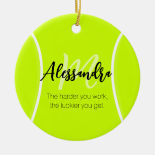 Tennis ball custom name & text ceramic ornament