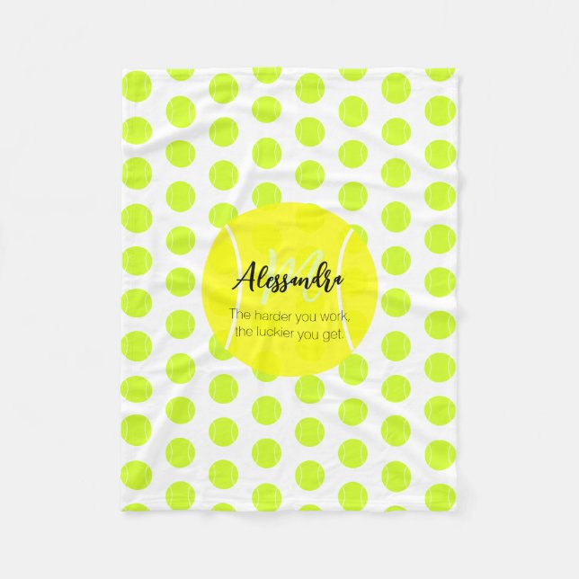 Tennis ball custom name & text fleece blanket (Front)