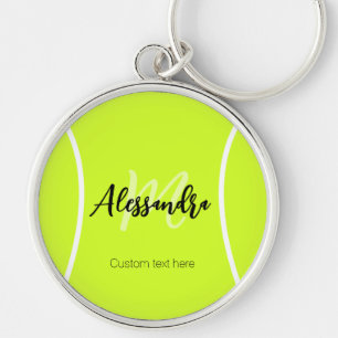 Tennis ball custom name & text key ring