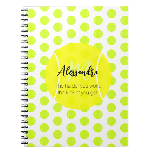 Tennis ball custom name & text notebook (Front)